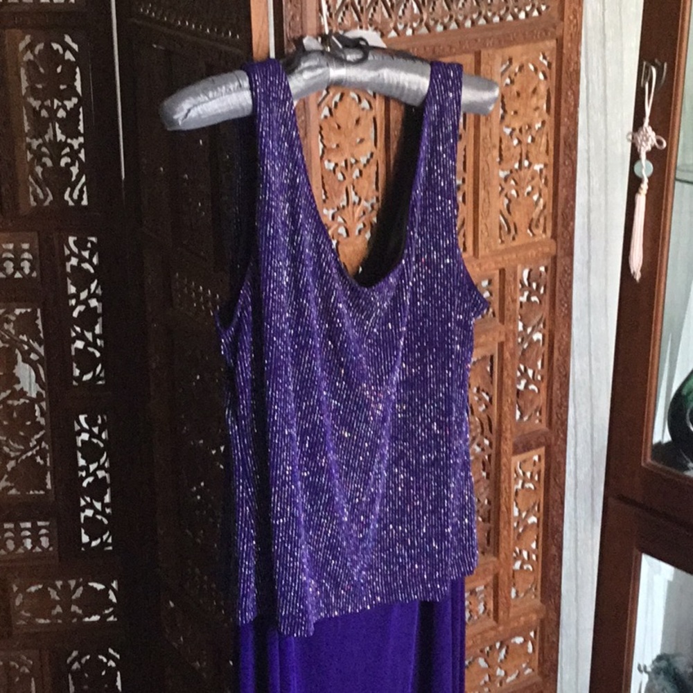 Sparkly Purple Long Length Evening Dress & Jacket